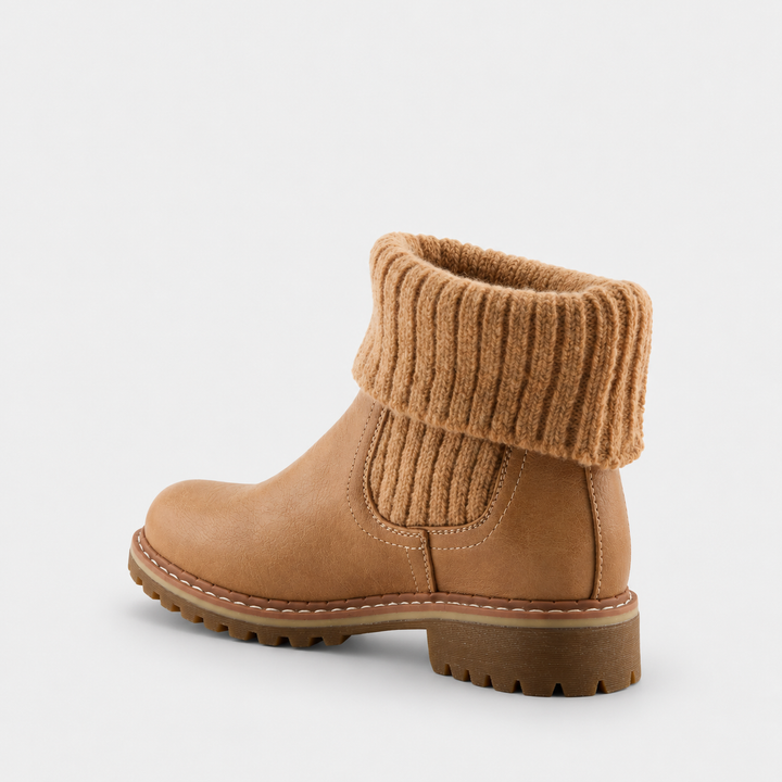 Edran Tan Knit Cuff Bootie