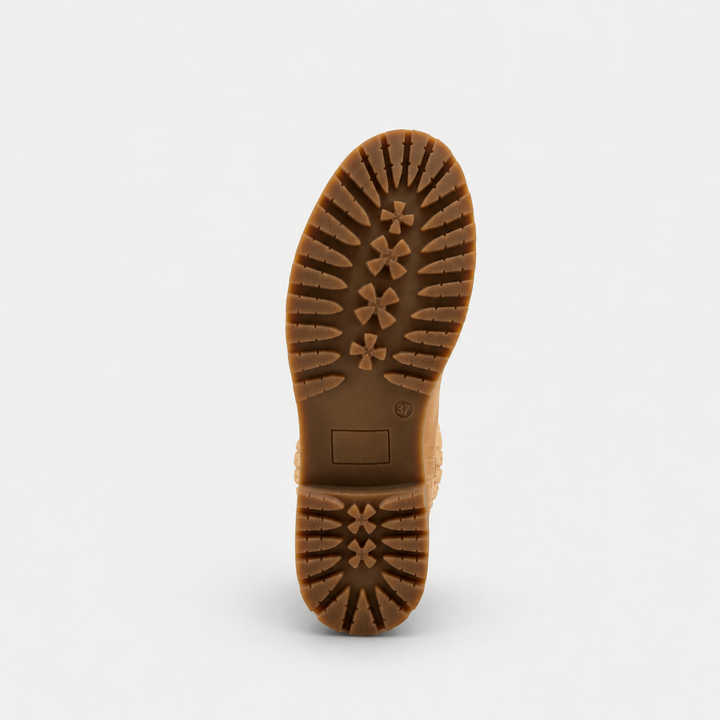 Edran Tan Knit Cuff Bootie