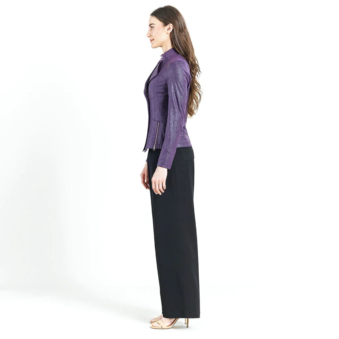 Eggplant Classic Liquid Leather Signature Jacket