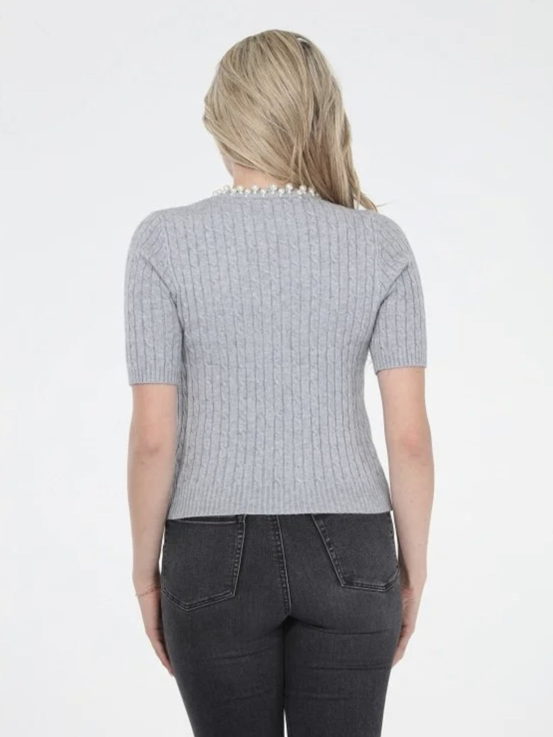 Elodie Pearl Trim Knit Top