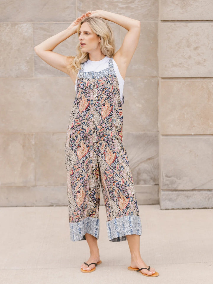 Elora Blue Paisley Printed Overalls