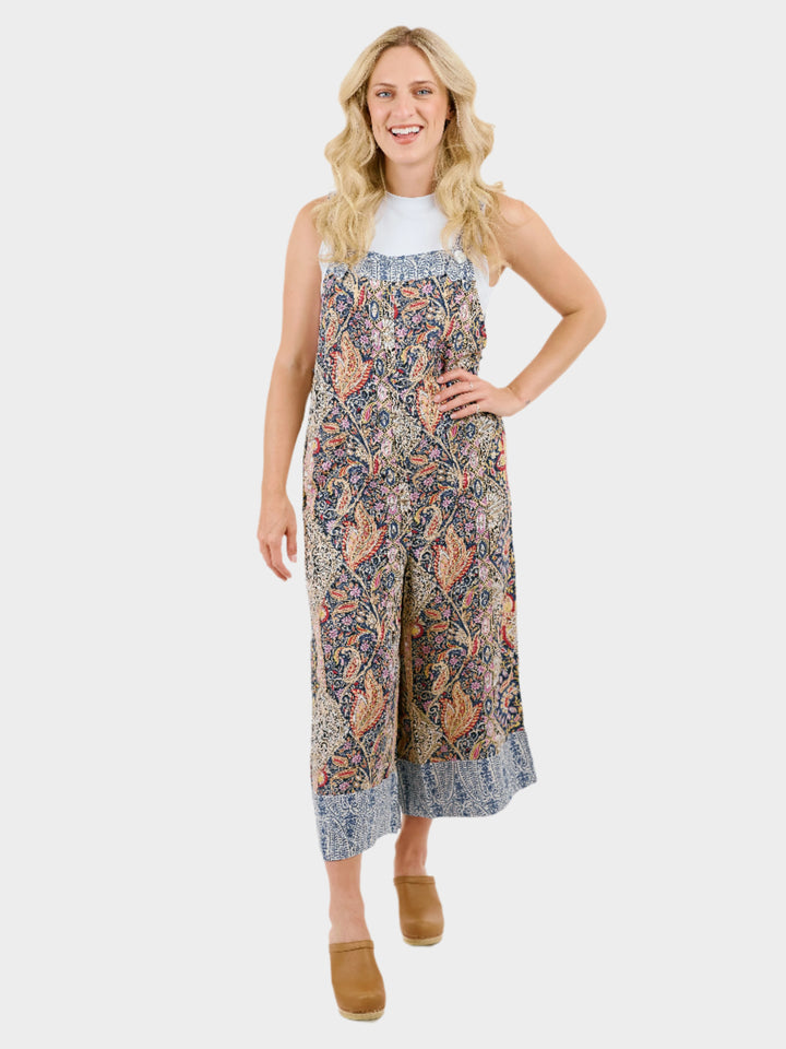 Elora Blue Paisley Printed Overalls