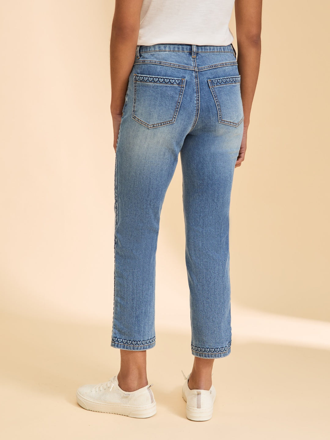 Embossed Hearts Olivia Straight Jean