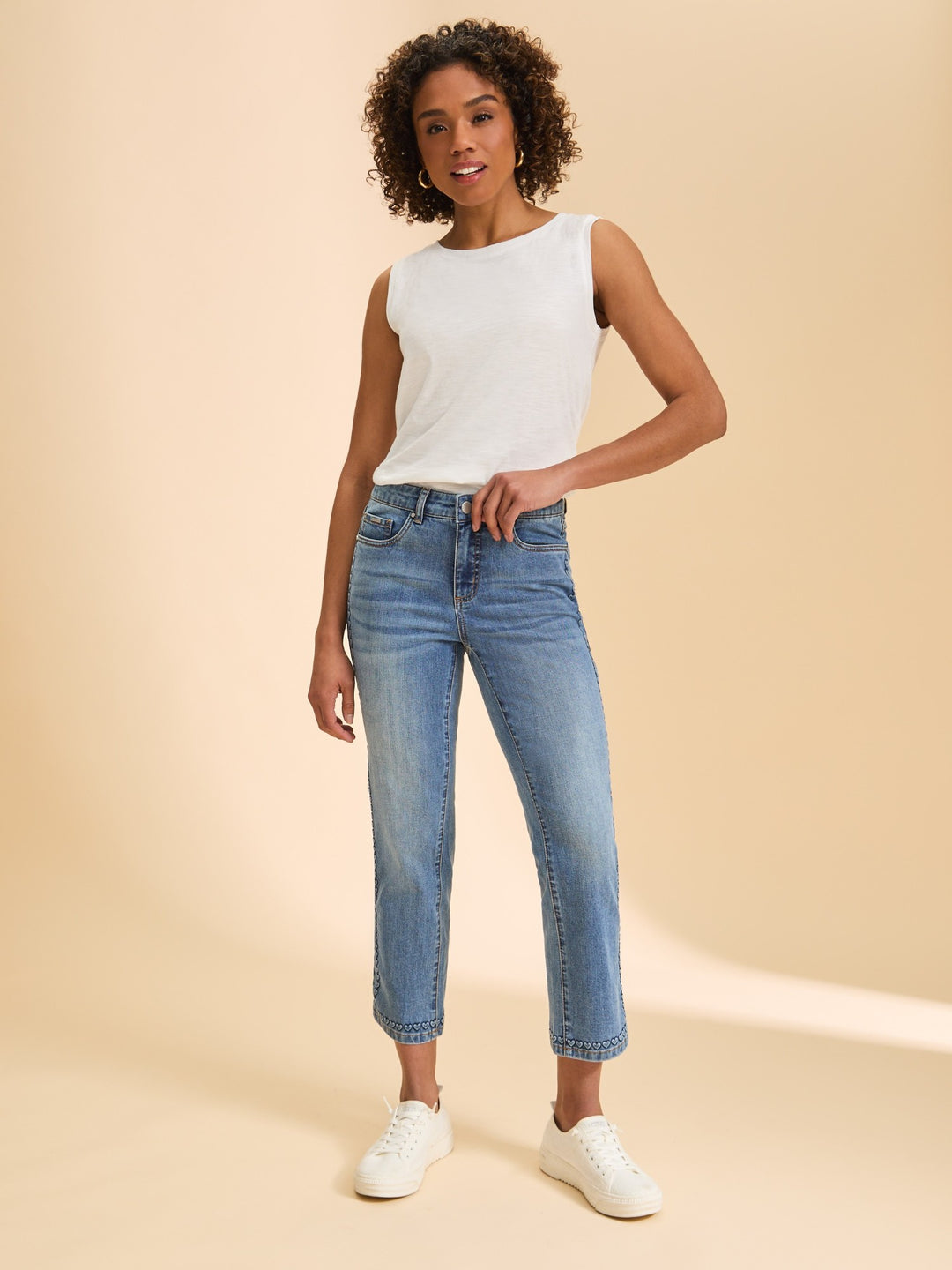 Embossed Hearts Olivia Straight Jean