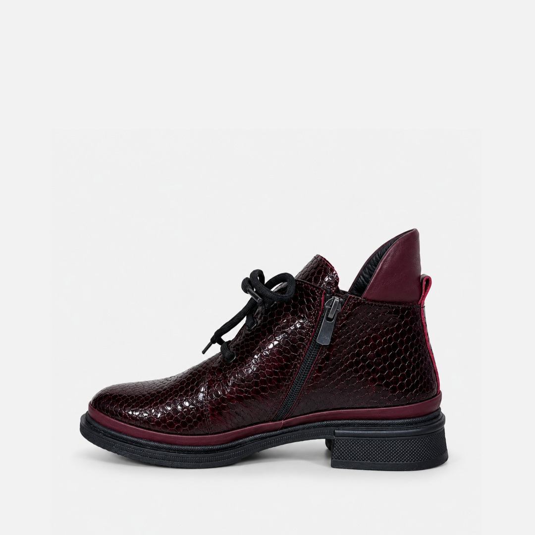 Embossed Reptile Wine Leather Patent Shoe
