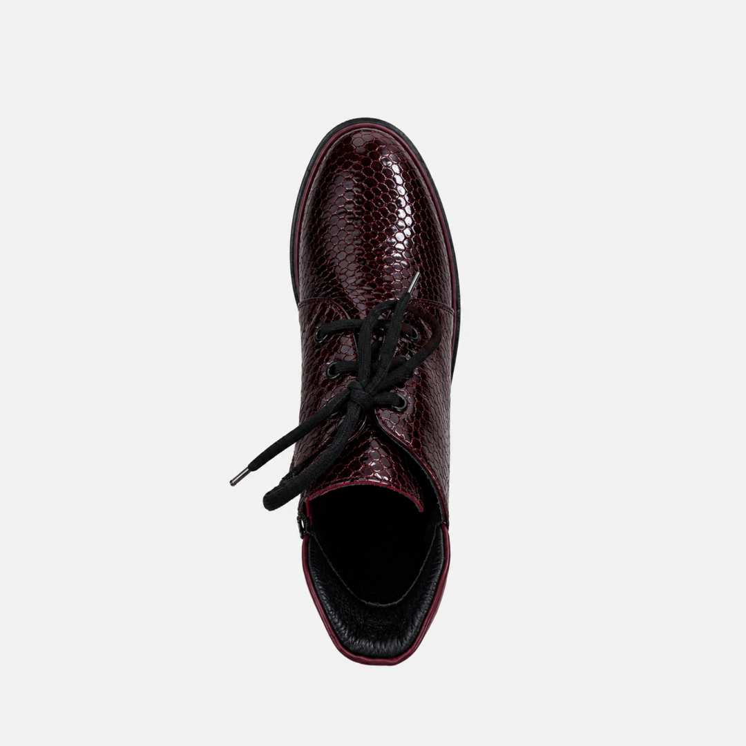 Embossed Reptile Wine Leather Patent Shoe