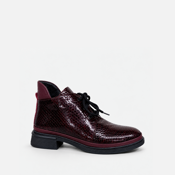 Embossed Reptile Wine Leather Patent Shoe