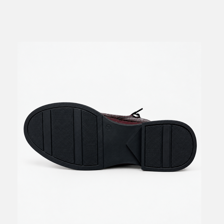 Embossed Reptile Wine Leather Patent Shoe