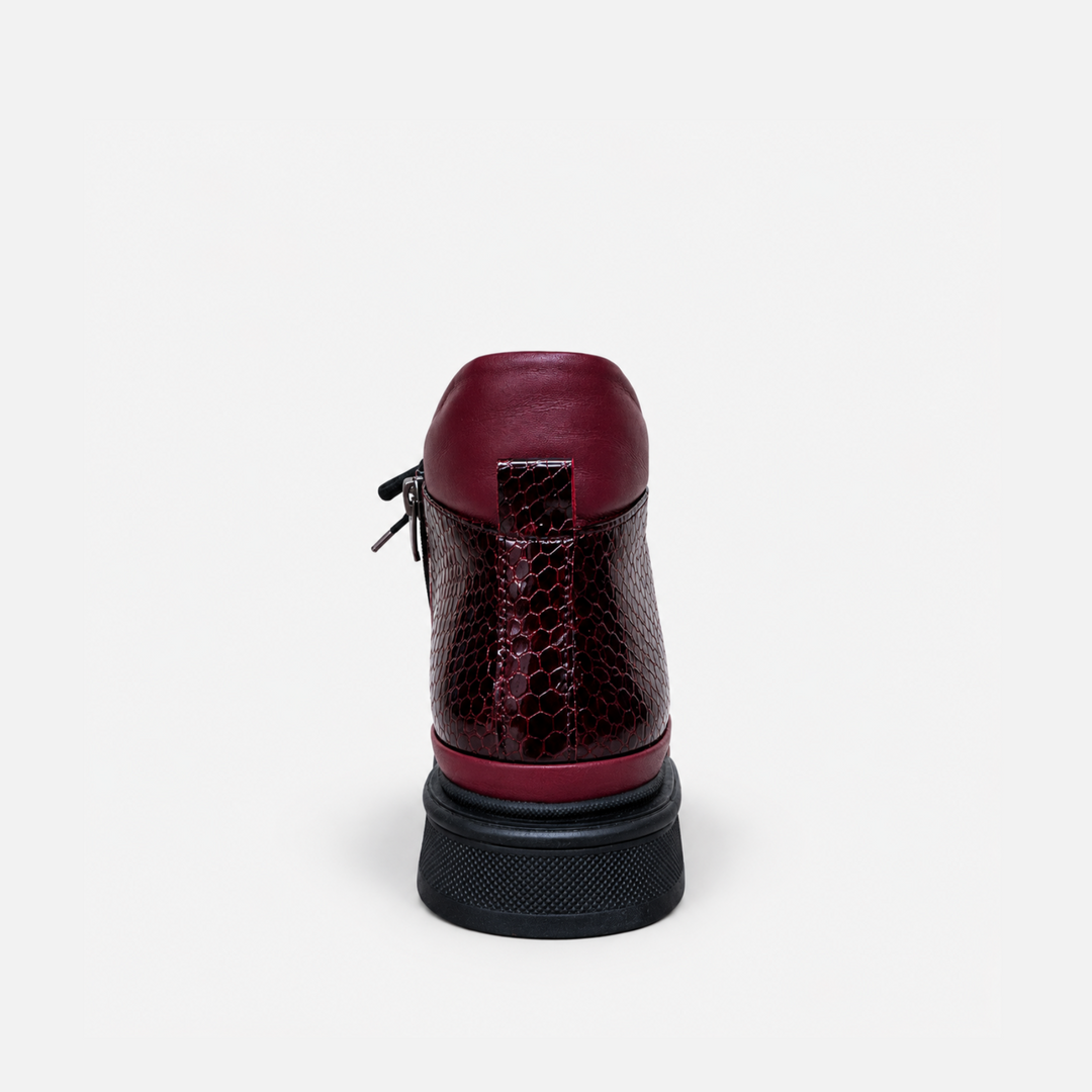 Embossed Reptile Wine Leather Patent Shoe