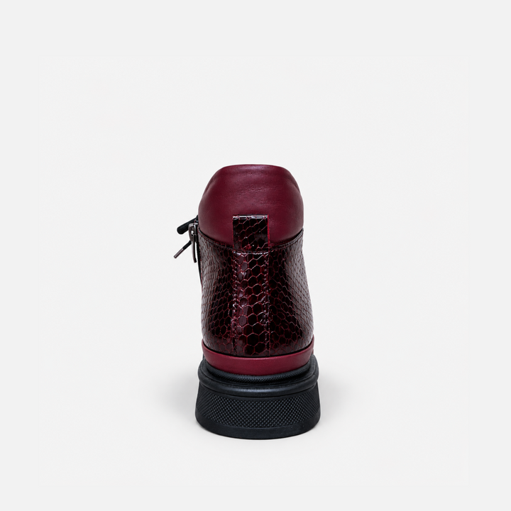 Embossed Reptile Wine Leather Patent Shoe