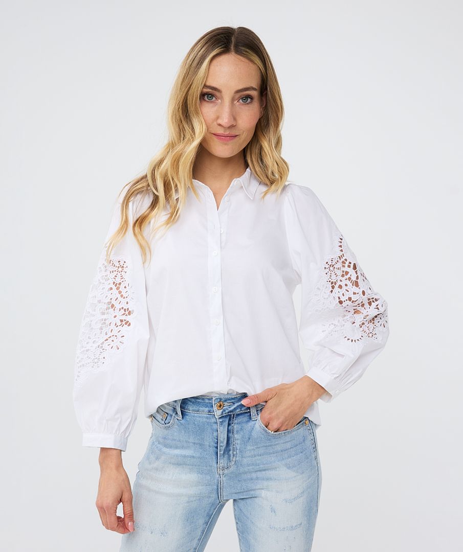 Embroidered Cut Out Sleeve Blouse