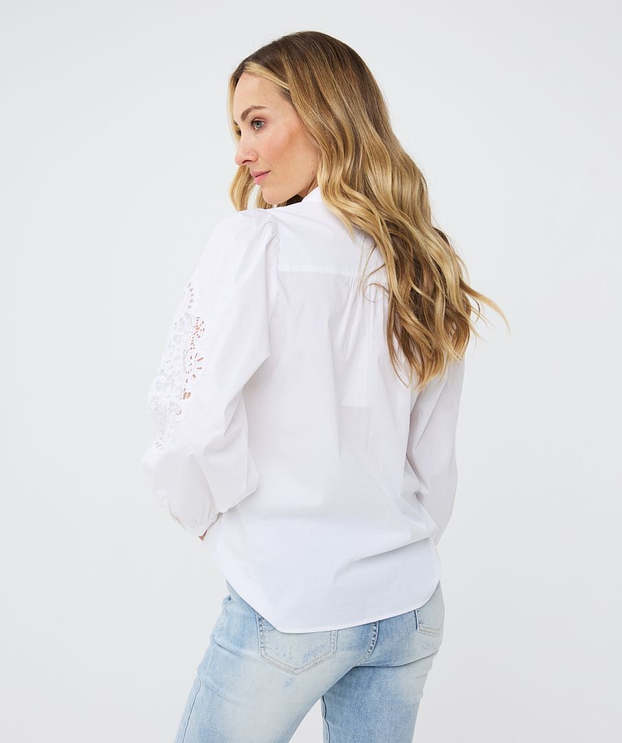 Embroidered Cut Out Sleeve Blouse