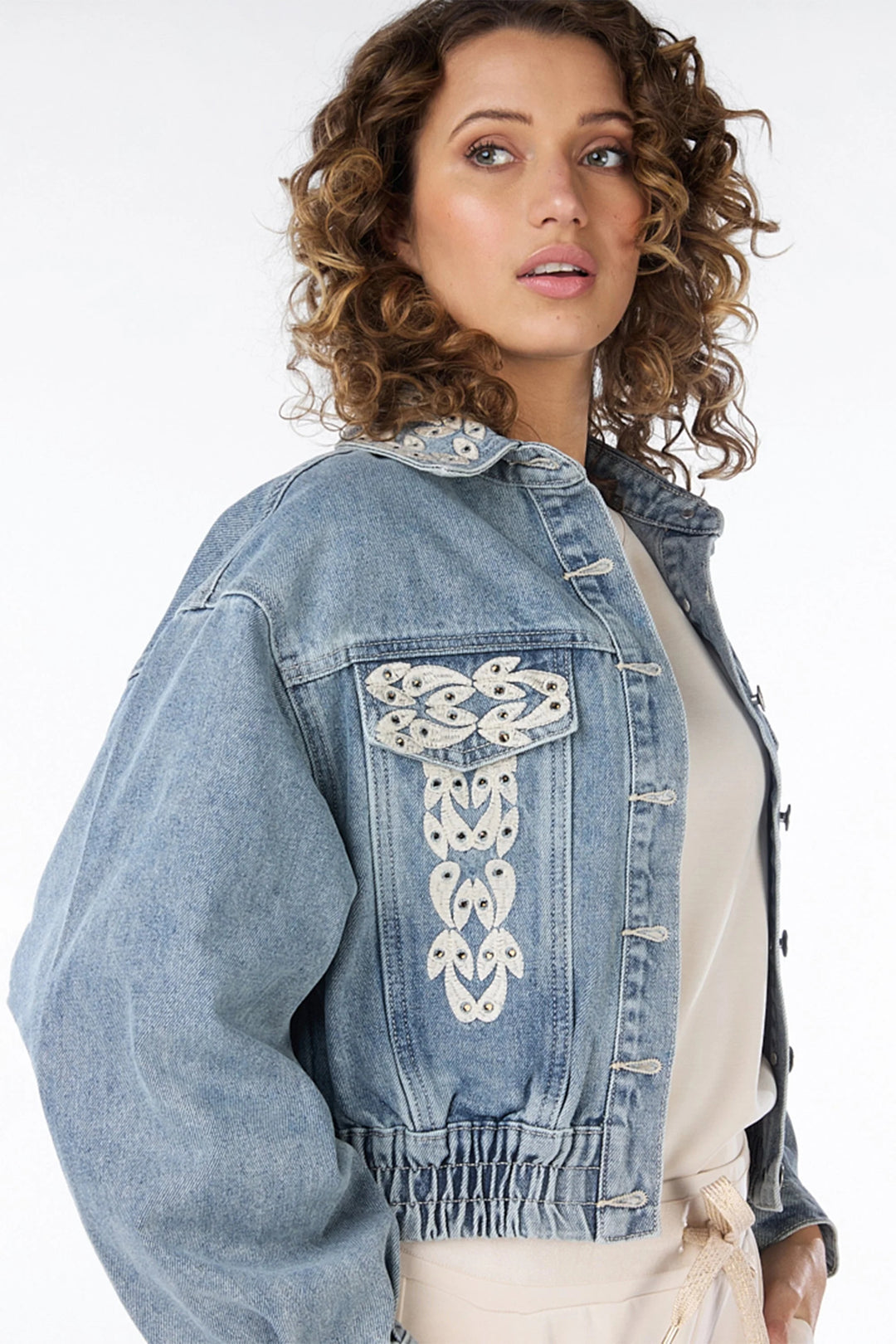 Embroidered Denim Crop Jacket