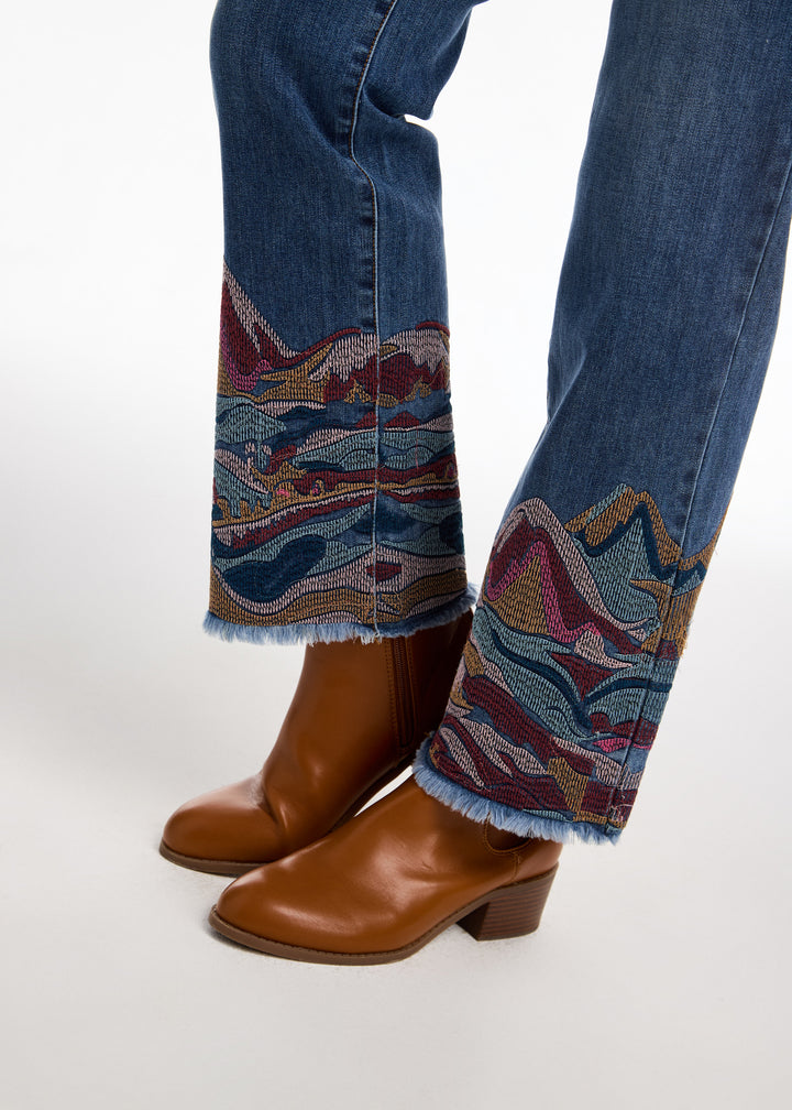 Embroidered Hem Christina Straight Ankle Jean