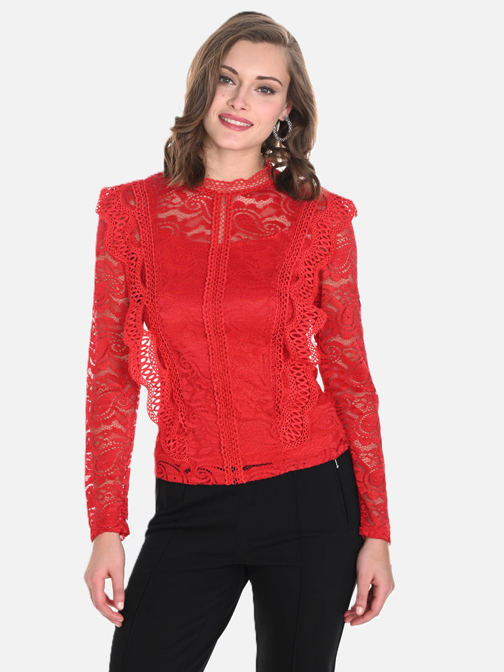 Embroidered Lace Top with Cami