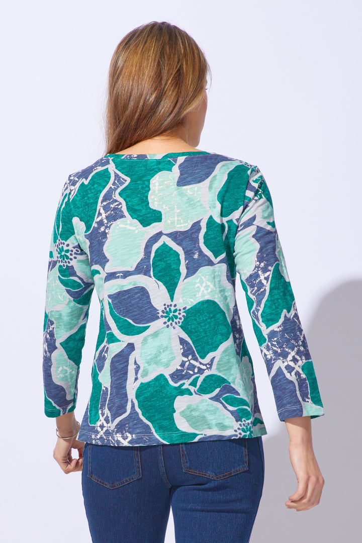 Emerald Printed Stepped Hem Boxy Tee