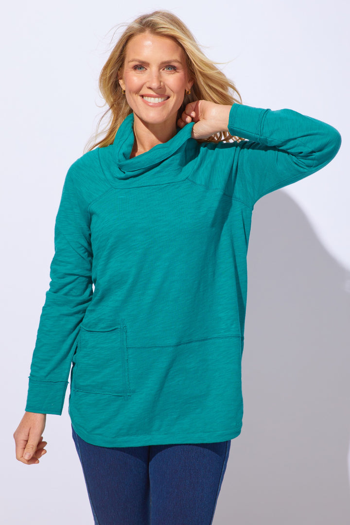 Emerald Weekend Cowl Top