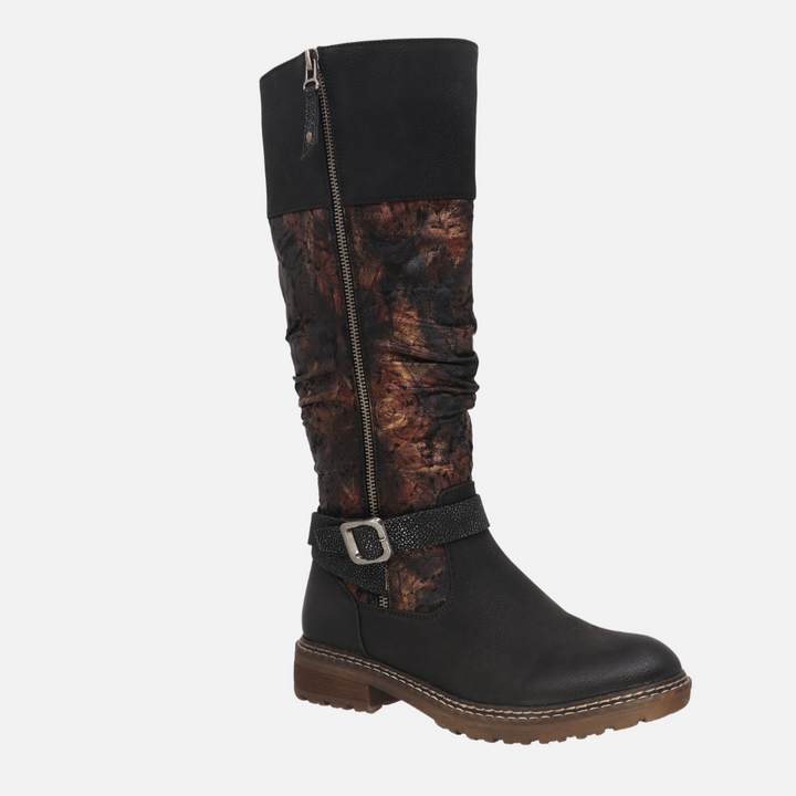 Emory Black Printed Tall Boot