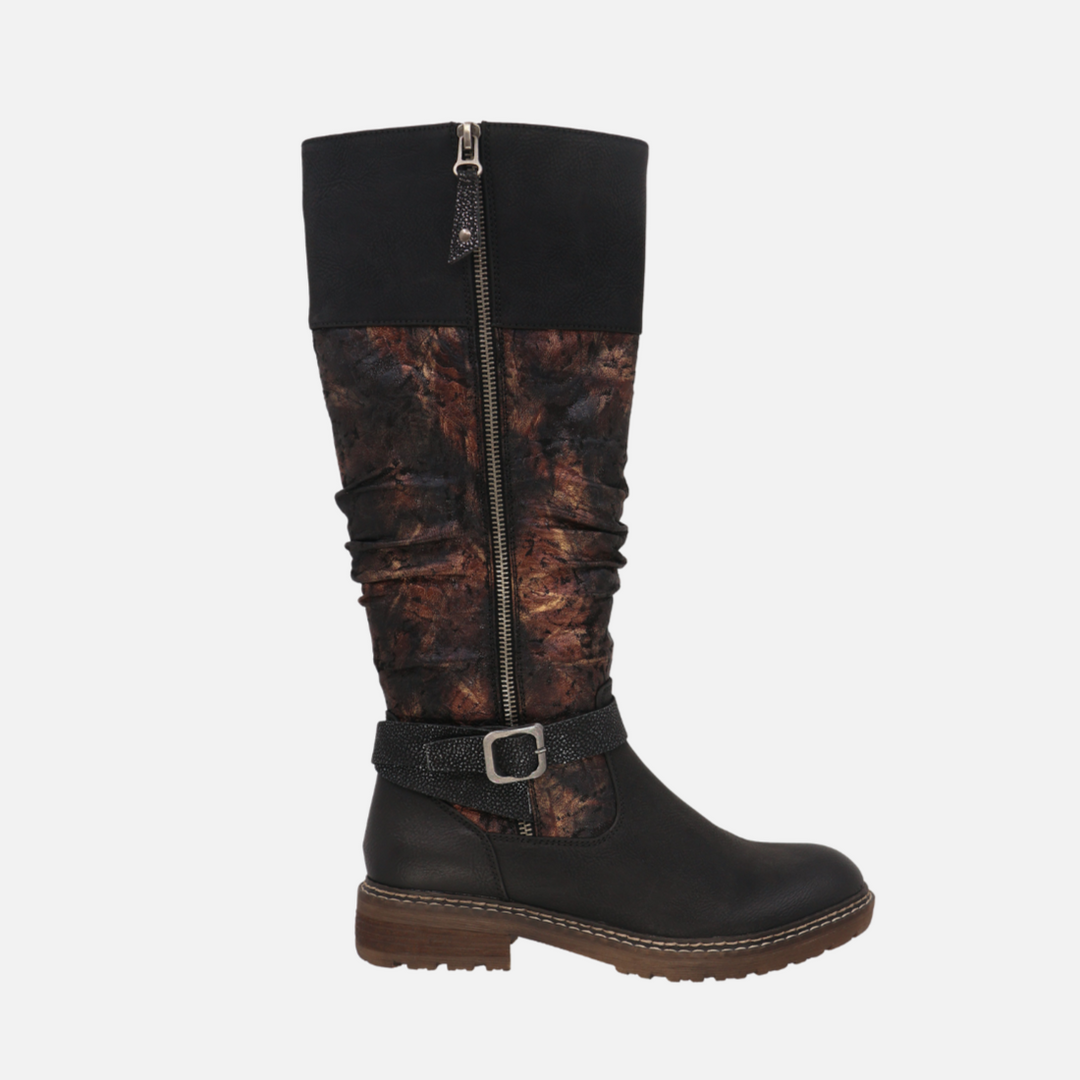 Emory Black Printed Tall Boot