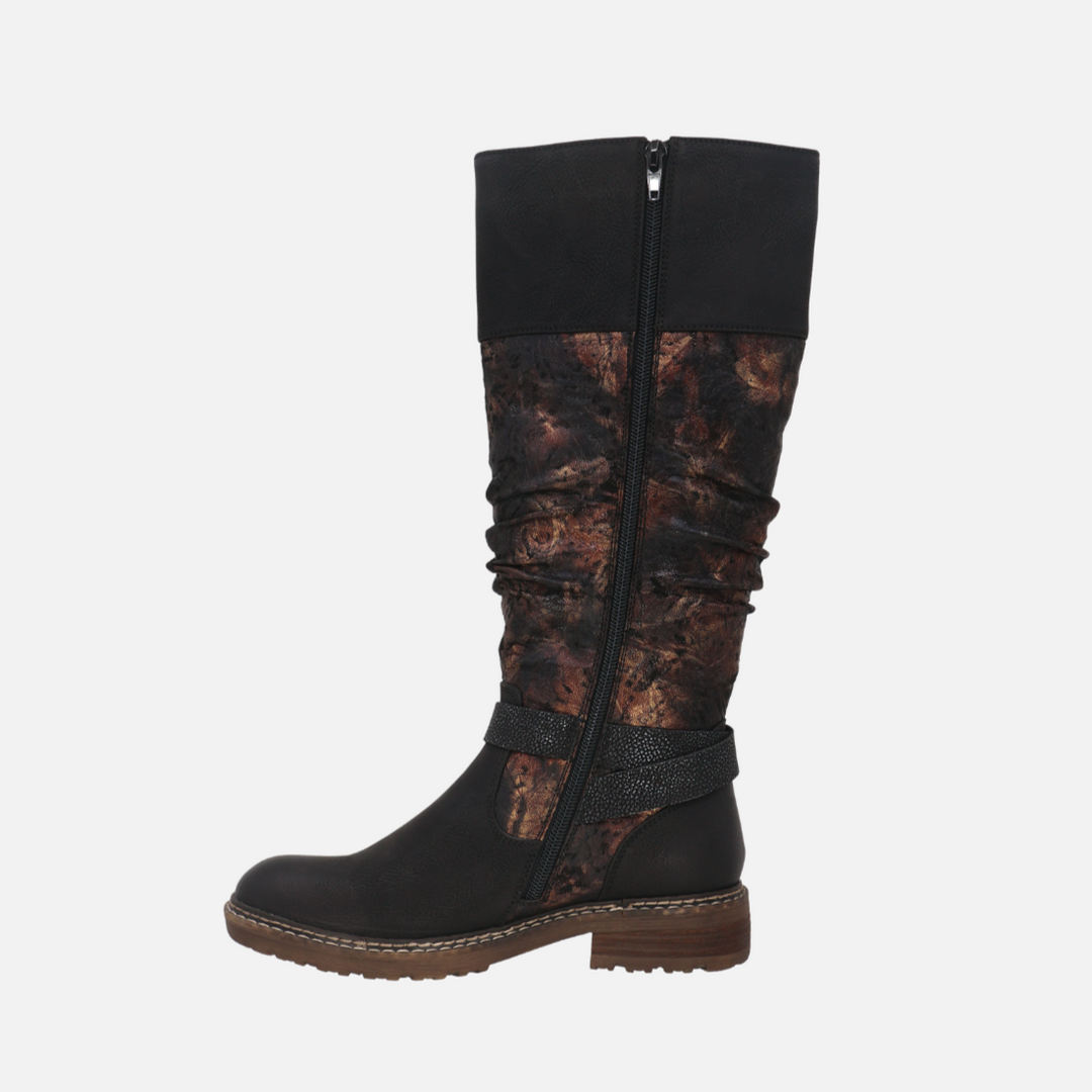 Emory Black Printed Tall Boot