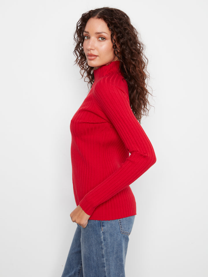 Equestrian Essential Mock Neck Ribbed Sweater