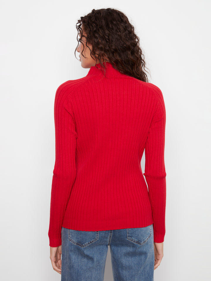 Equestrian Essential Mock Neck Ribbed Sweater