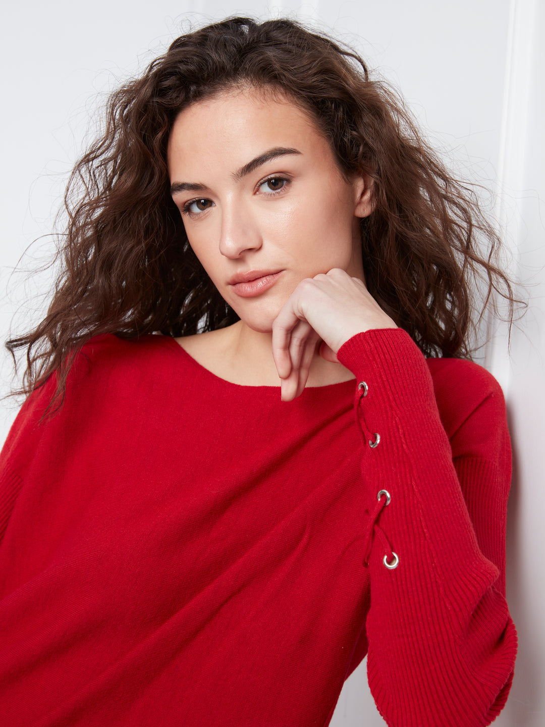 Equestrian Lace-up Cuff Sweater