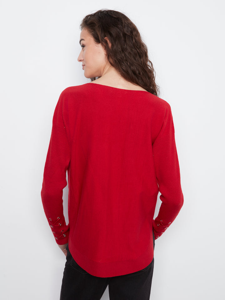 Equestrian Lace-up Cuff Sweater