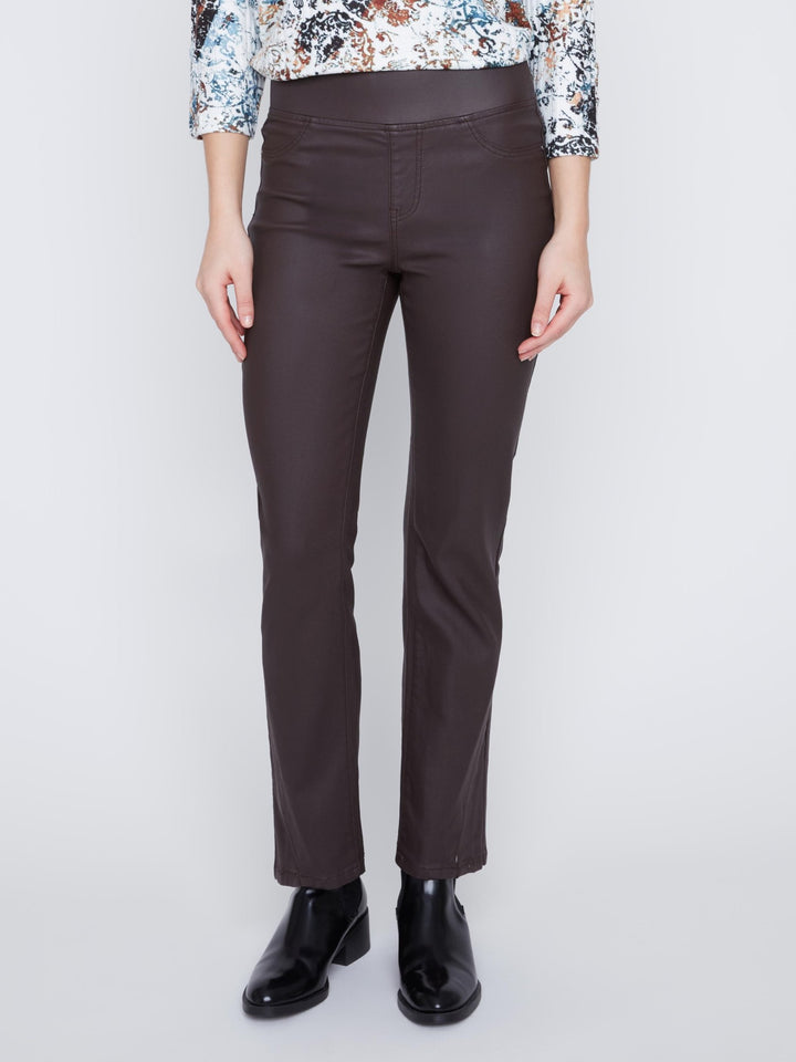 Espresso Front Slit Pull On Pant