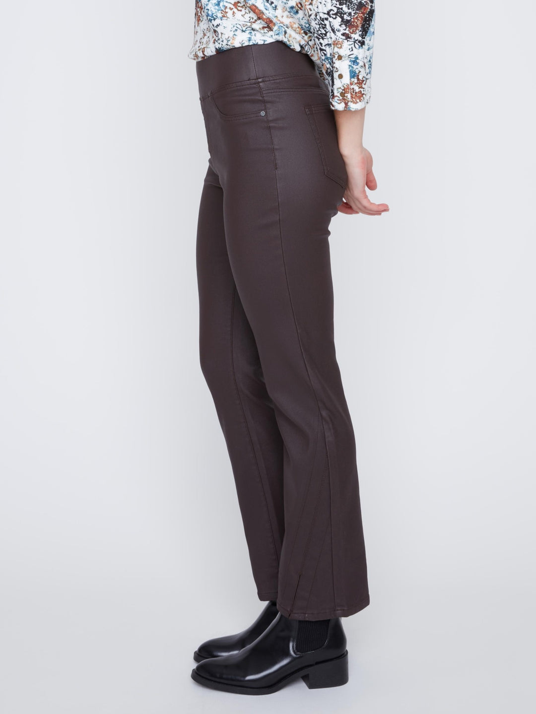 Espresso Front Slit Pull On Pant