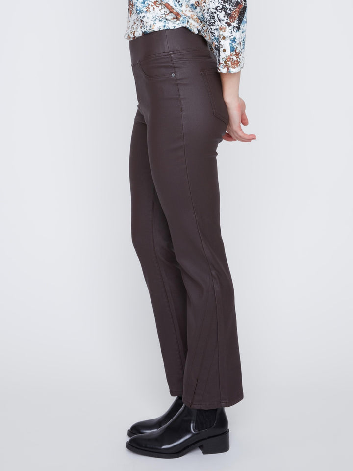 Espresso Front Slit Pull On Pant