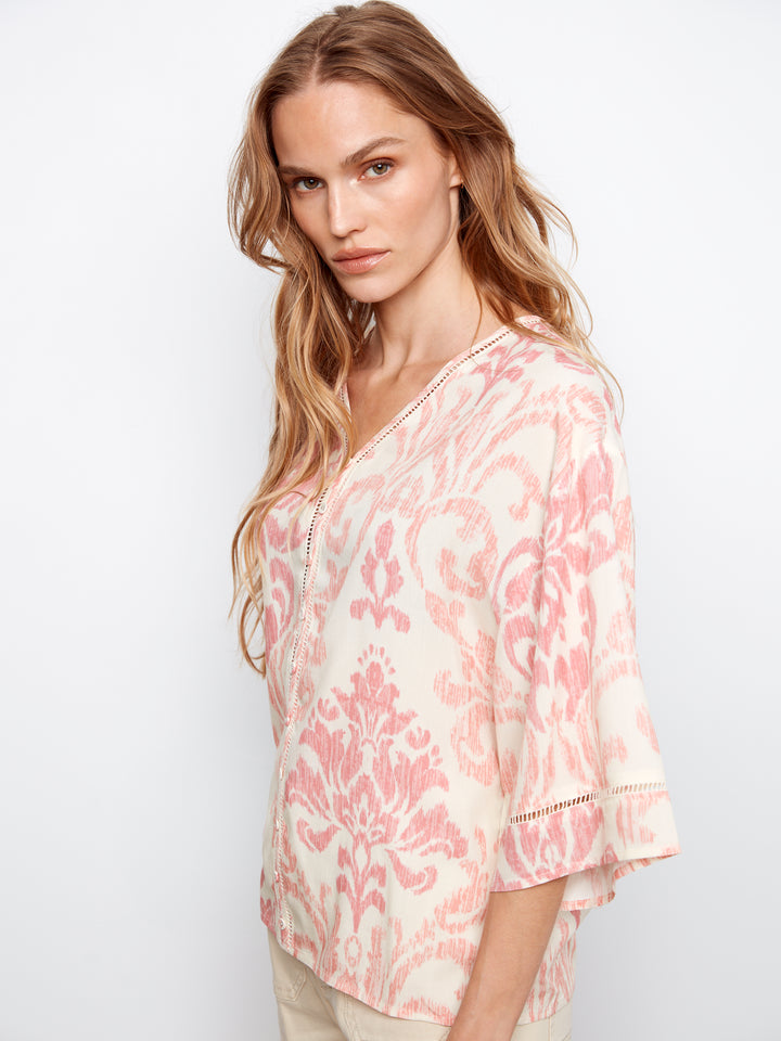 Evelyn Print V-Neck Blouse