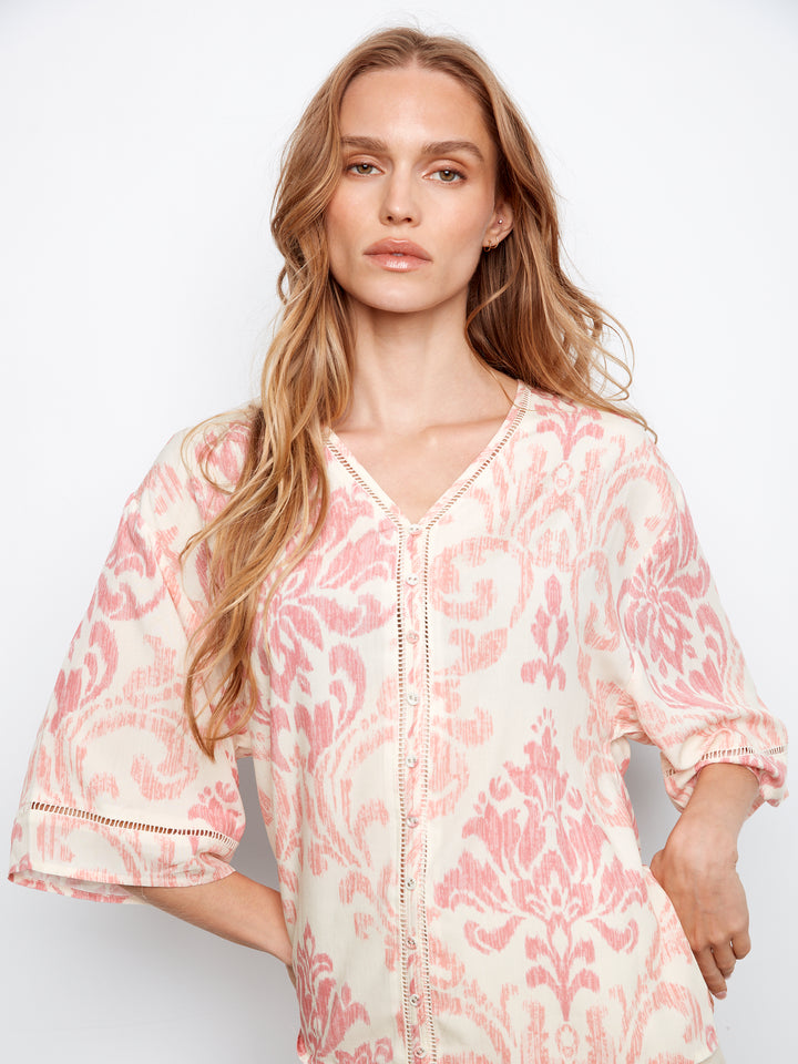 Evelyn Print V-Neck Blouse