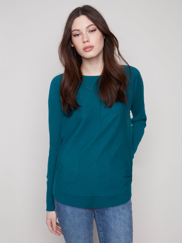 Evergreen Lace-up Cuff Sweater