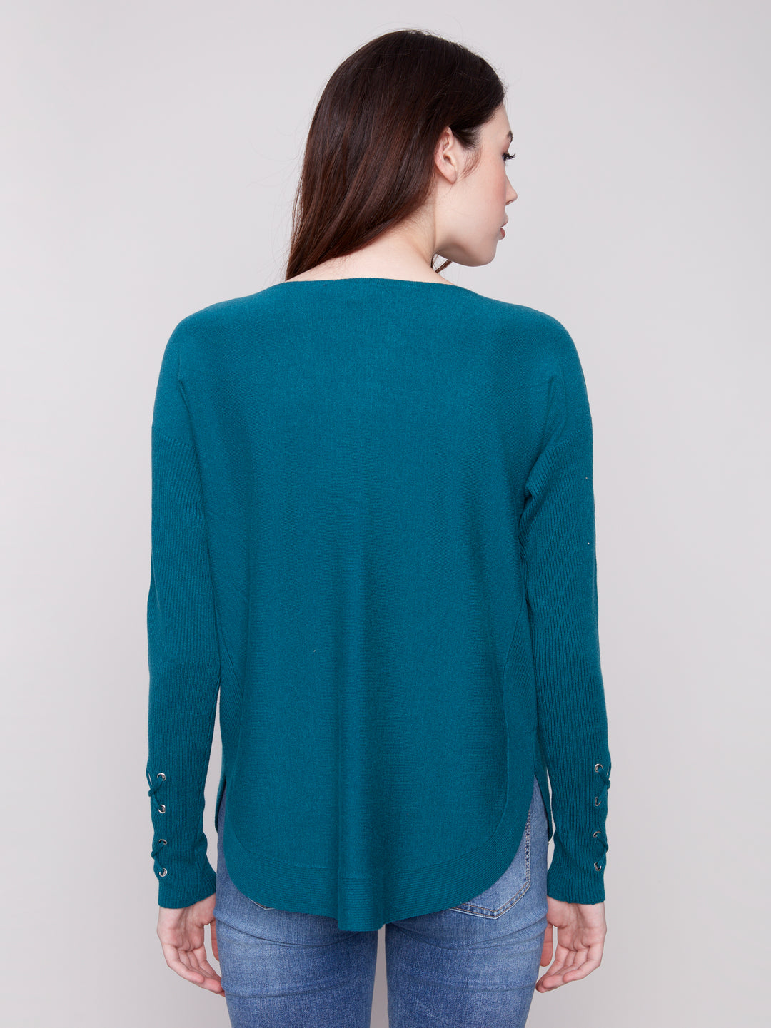 Evergreen Lace-up Cuff Sweater