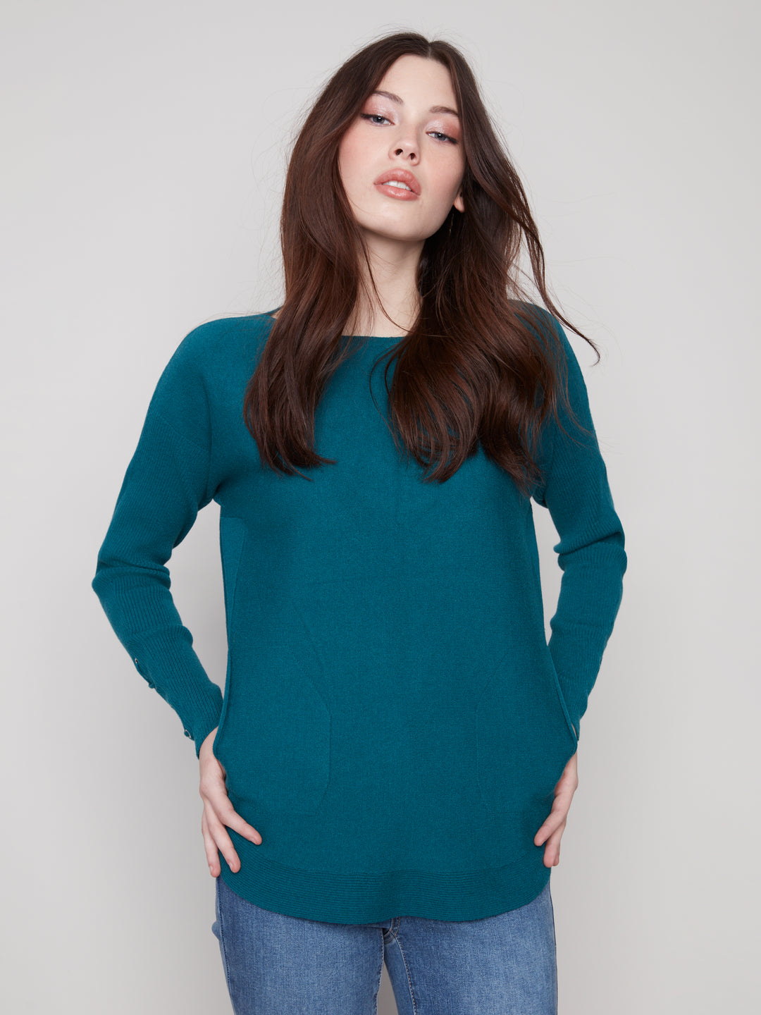 Evergreen Lace-up Cuff Sweater