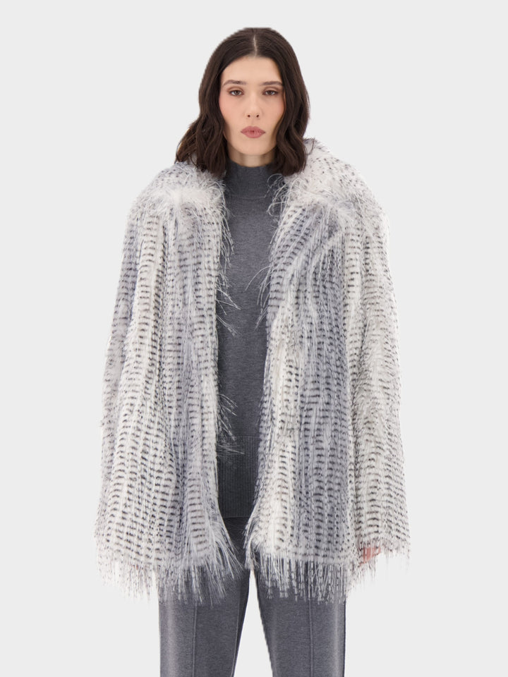 Eyelash Animal Print Faux Fur Short Coat