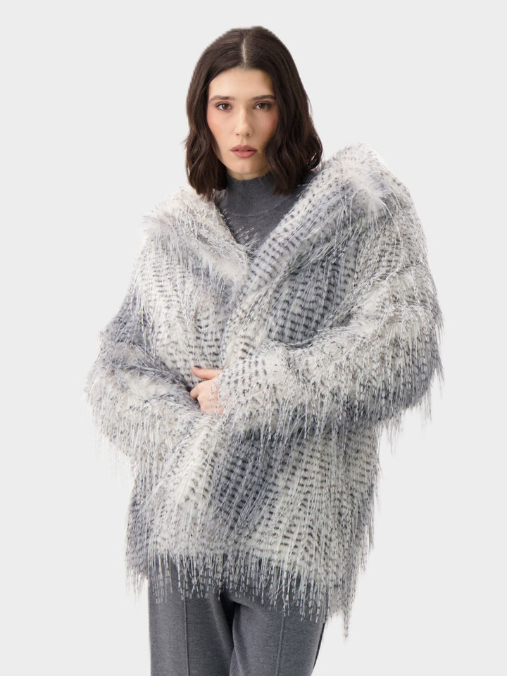 Eyelash Animal Print Faux Fur Short Coat