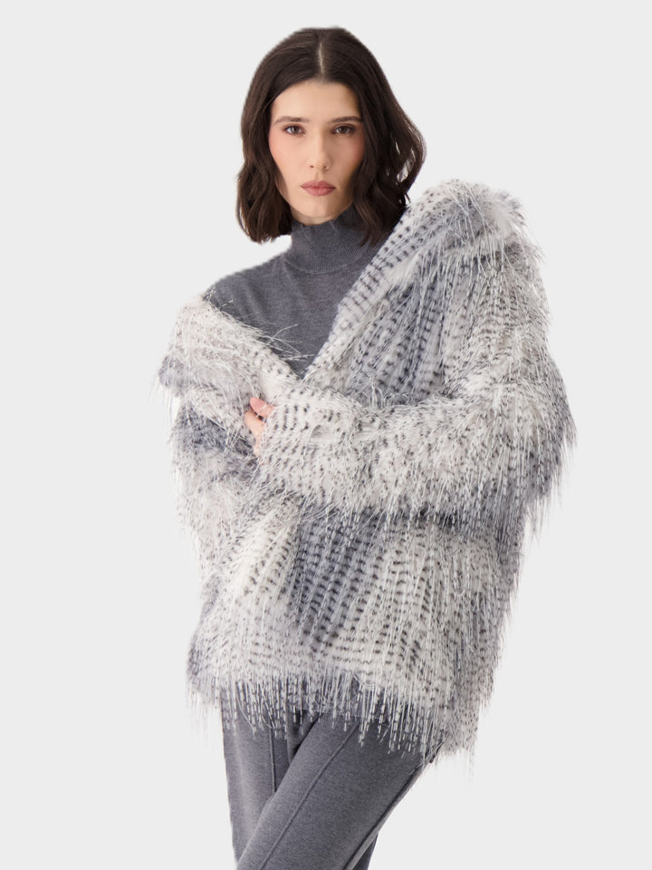 Eyelash Animal Print Faux Fur Short Coat