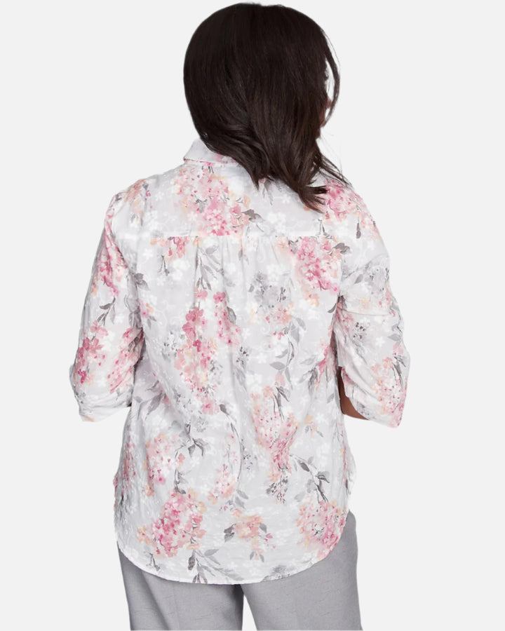 Eyelet Floral Print Blouse