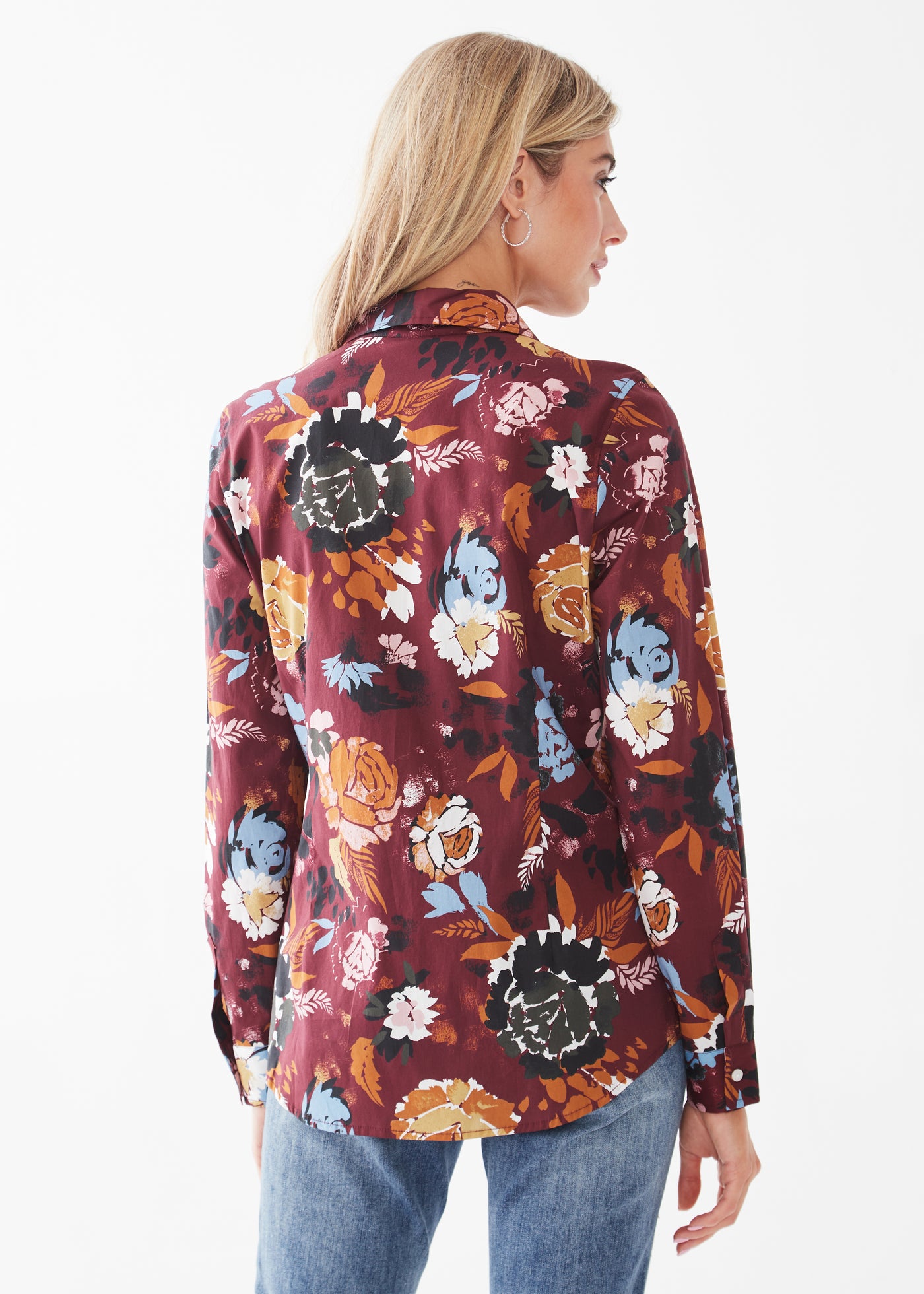 Fall Art Floral Button Up Shirt