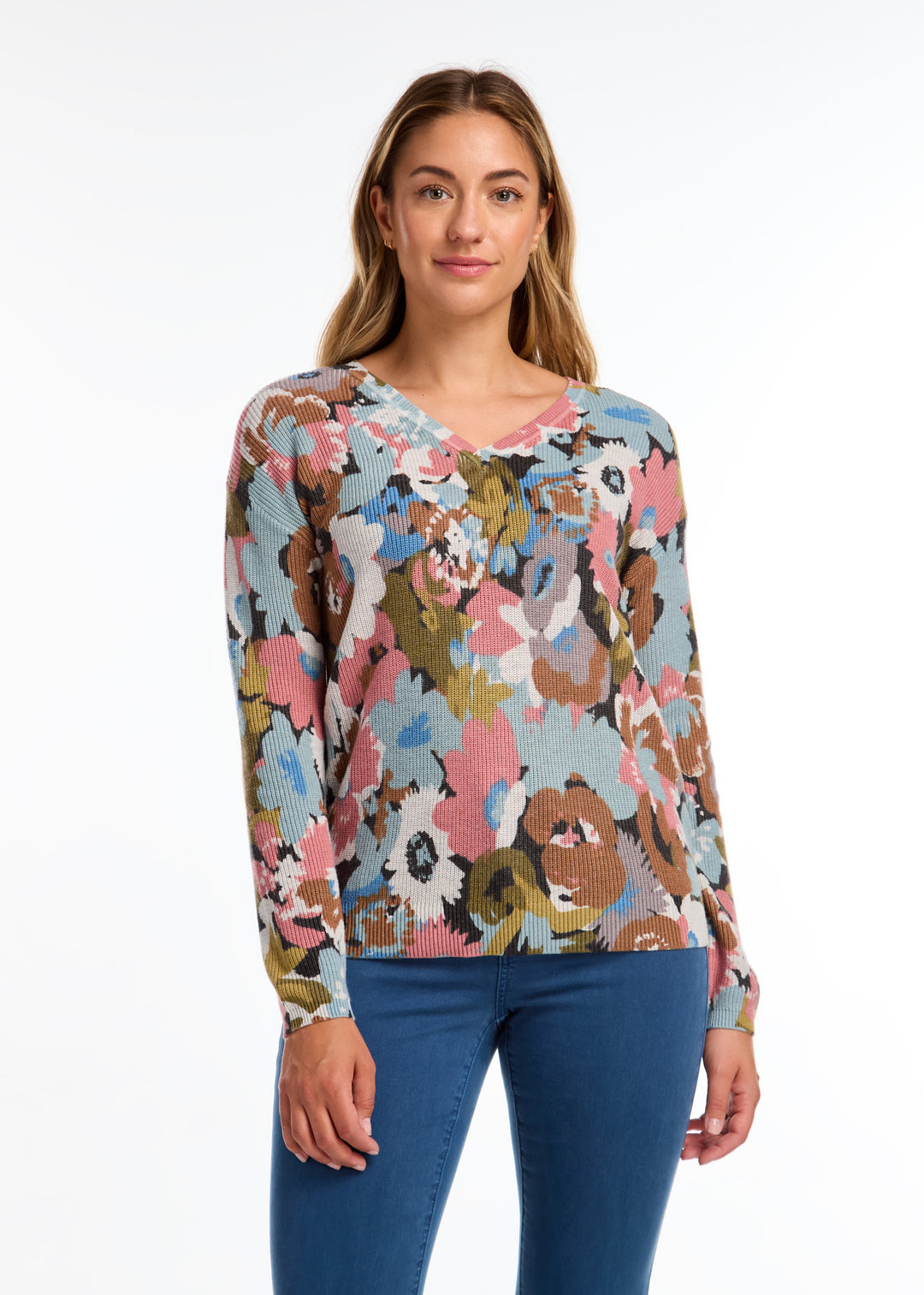 Fall Florist V-Neck Sweater