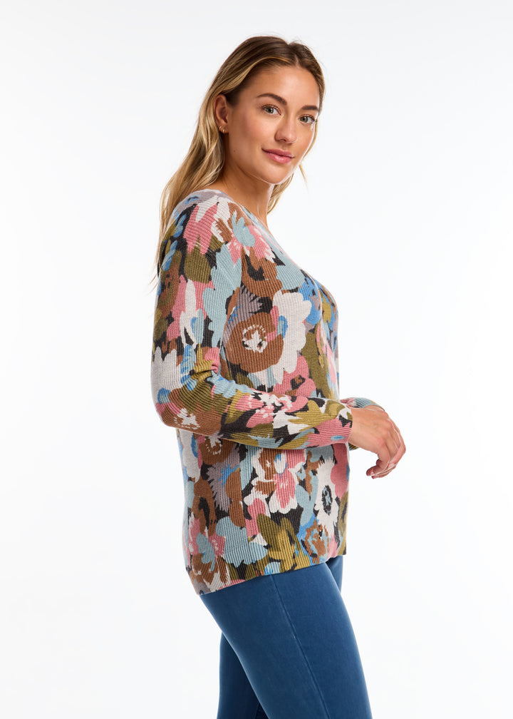 Fall Florist V-Neck Sweater