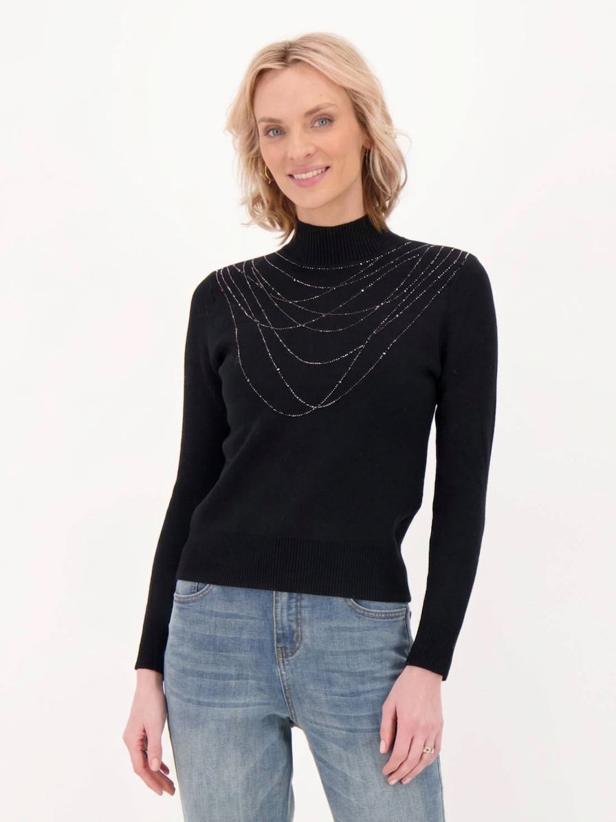 Fancy Jewelled Necklace Plush Sweater