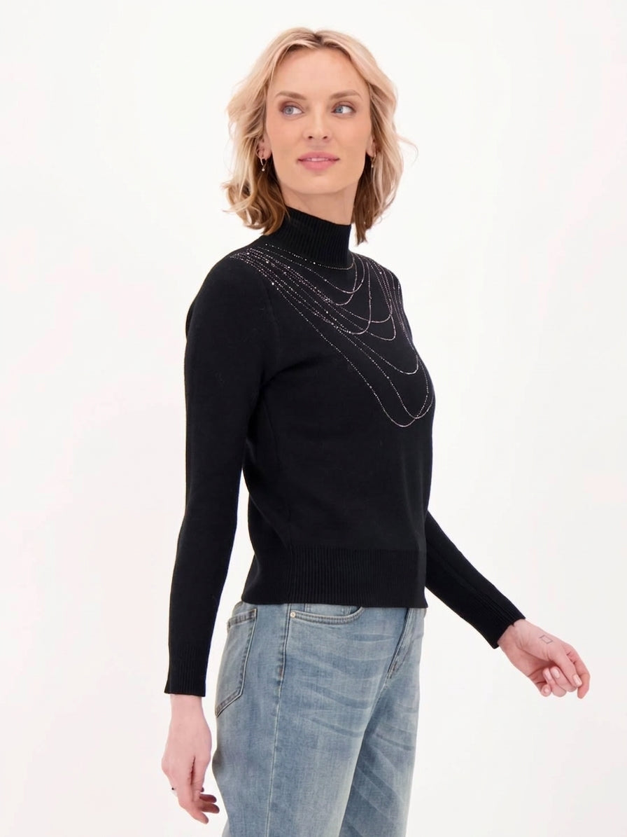 Fancy Jewelled Necklace Plush Sweater