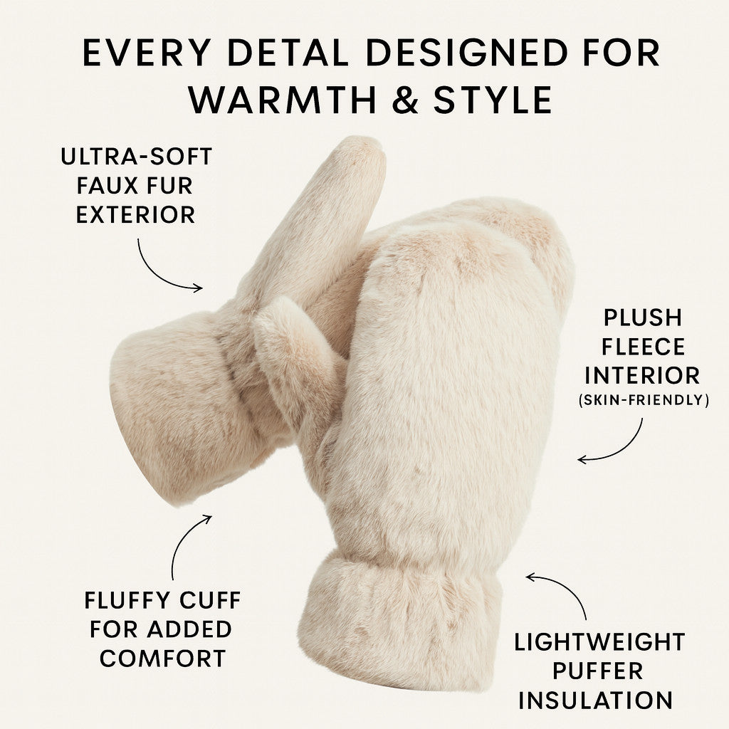 Faux Fur Puffer Mittens