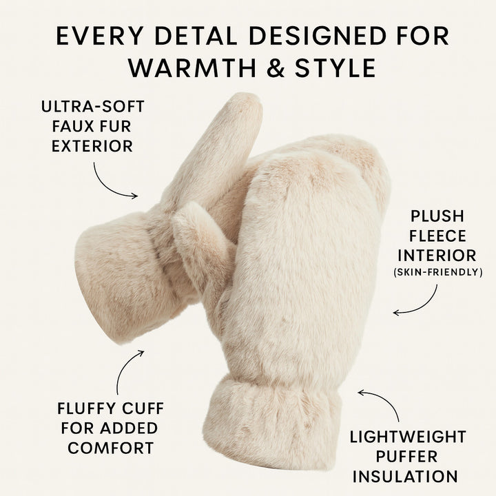 Faux Fur Puffer Mittens