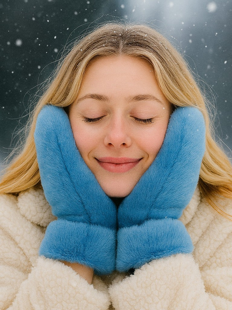 Faux Fur Puffer Mittens