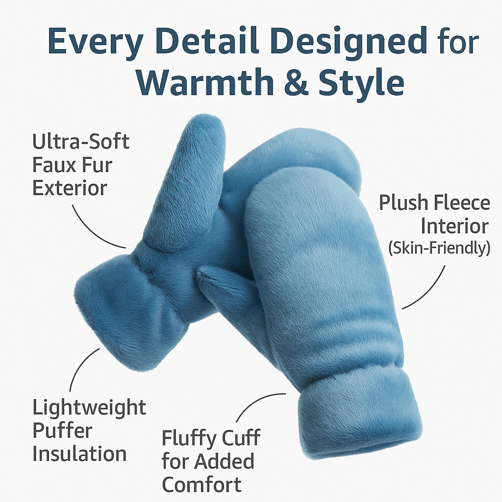 Faux Fur Puffer Mittens