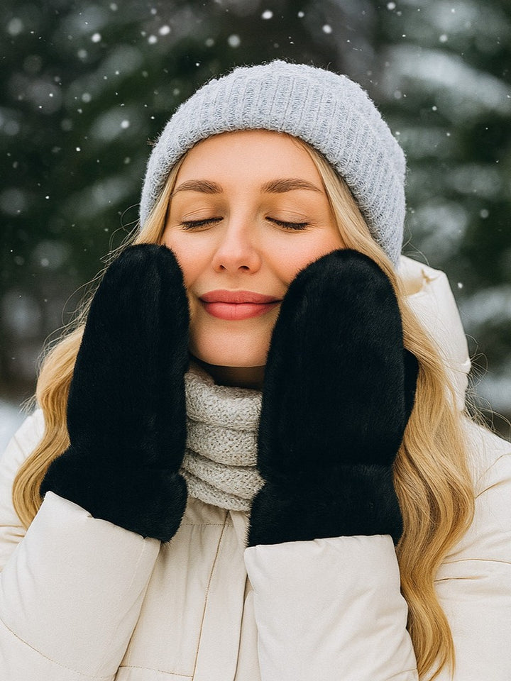 Faux Fur Puffer Mittens